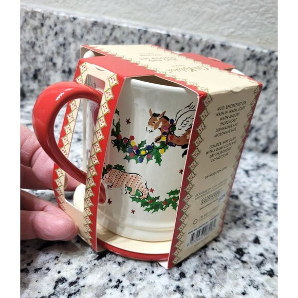 Cath Kidston Christmas Mug & Coaster Set 350ml 12fl oz Festive Design Dishwasher - Picture 1 of 6